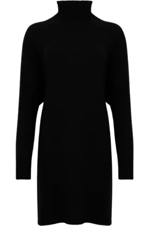 Pinko Femme, Robes, Noir, Taille: 38 FR Robe Noire à Manches Longues Côtelée