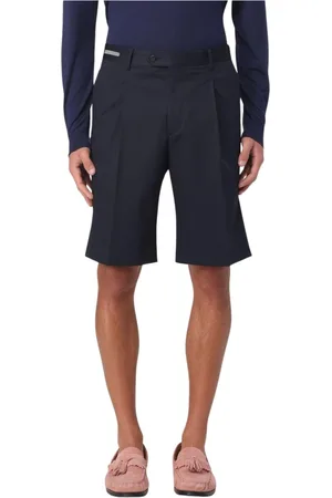 corneliani Homme, Shorts, Bleu, Taille: 2XL Shorts en Laine Plissée Bleue