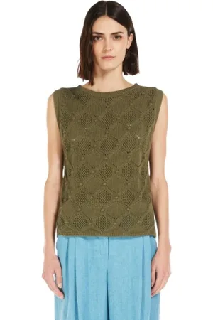Max Mara Femme, Pulls, Vert, Taille: 44 FR Pull sans manches en coton Argyle