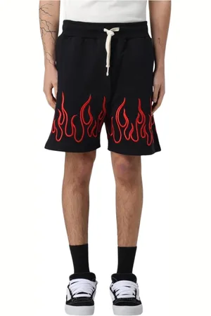 Vision Of Super Homme, Shorts, Noir, Taille: XS Short de Bain Noir avec Flamme Brodée