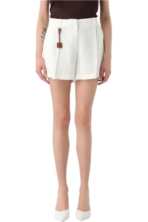 Elisabetta Franchi Femme, Shorts, , Taille: 38 FR Short en lin ivoire plissé