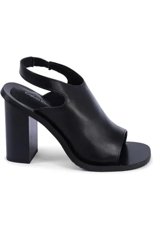 Calvin Klein Femme, Chaussures, Noir, Taille: 38 EU Sandales noires en cuir à bride arrière