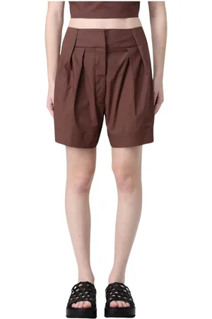FEDERICA TOSI Femme, Shorts, Brun, Taille: 36 FR Short en Coton Plissé Marron