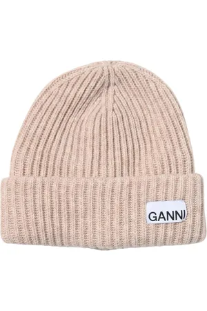 Ganni Femme, Accessoires, , Taille: ONE Size Bonnet jaune côtelé
