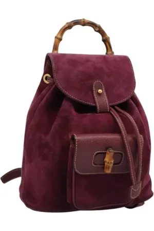 Gucci Femme, Pre-owned, Violet, Taille: ONE Size Pre-owned Daim sacs-dos