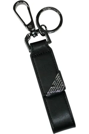 Emporio Armani Homme, Accessoires, Noir, Taille: ONE Size Porte-Clés Noir avec Logo Métallique Anneau