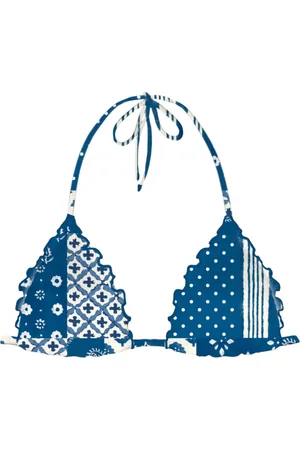 MC2 SAINT BARTH Femme, Maillots de bain, Bleu, Taille: 42 FR Haut de Bikini Triangle Patch Indigo