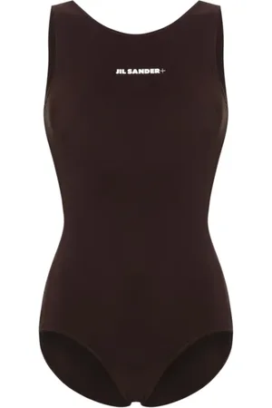 Jil Sander Femme, Maillots de bain, Brun, Taille: 40 FR Maillot de Bain Terre Logo