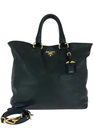 Prada Femme, Pre-owned, Noir, Taille: ONE Size Pre-owned Cuir cabas