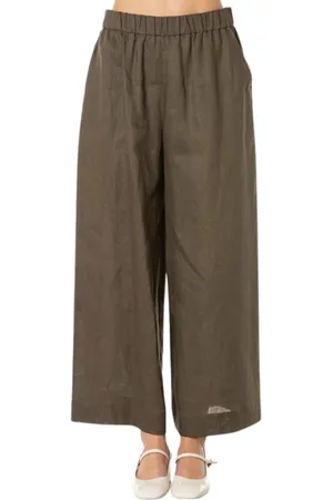 Maison Margiela Femme, Pantalons, Vert, Taille: 42 FR Pantalon large en lin court