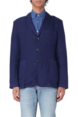Aspesi Homme, Vestes, Bleu, Taille: M Blazer Lin Bleu Poches
