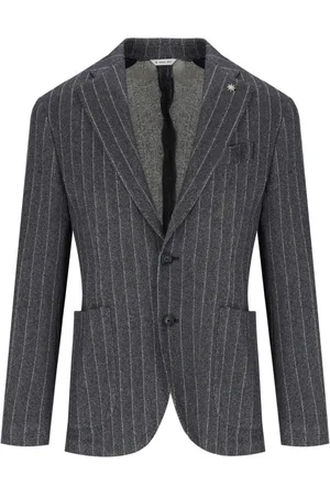 Manuel Ritz Homme, Vestes, Bleu, Taille: L Veste Slim Fit à Rayures Bleues