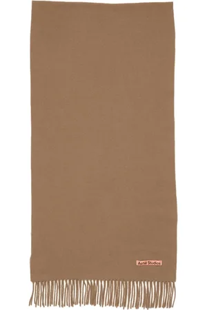 Acne Studios Unisex, Accessoires, Brun, Taille: ONE Size Écharpe en Laine Marron avec Franges