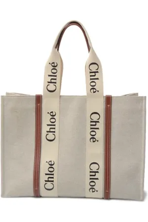 Chloé Femme, Pre-owned, Blanc, Taille: ONE Size Pre-owned Toile sacs-main