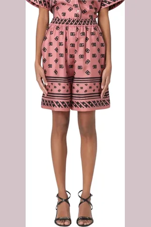 Dolce & Gabbana Femme, Shorts, Rose, Taille: 34 FR Shorts en Soie Rose avec Imprimé Logo
