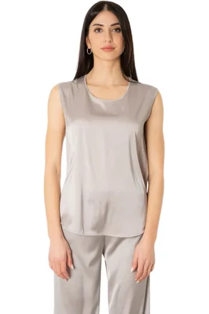 D.EXTERIOR Femme, Blouses et Chemises, Gris, Taille: 38 FR Top en Satin - Couleur Acier