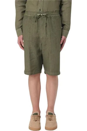 120% Lino Homme, Shorts, Vert, Taille: XL Shorts en Lin Coupe Décontractée Café