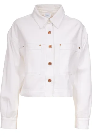 Aspesi Femme, Vestes, Blanc, Taille: 36 FR Veste Courte en Denim avec Col Chemise