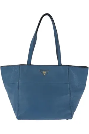 Prada Femme, Pre-owned, Bleu, Taille: ONE Size Pre-owned Cuir cabas