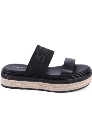 Calvin Klein Femme, Chaussures, Noir, Taille: 38 EU Sandale Compensée Espadrille Noire