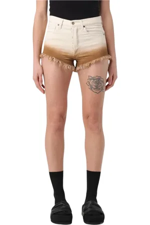 Alanui Femme, Shorts, Blanc, Taille: W27 Frayed Hem DipDye Denim Shorts