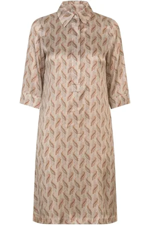Dea Kudibal Femme, Robes, Brun, Taille: 38 FR Robe Chemise en Soie à Imprimé Paisley