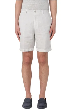 120% Lino Homme, Shorts, Blanc, Taille: S Shorts en Lin Blanc Coupe Décontractée