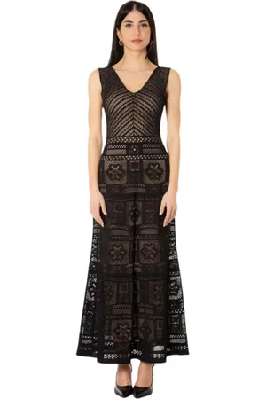 D.EXTERIOR Femme, Robes, Noir, Taille: 40 FR Robe en Dentelle Noire - Col en V Sans Manches