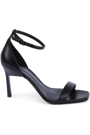 Calvin Klein Femme, Chaussures, Noir, Taille: 41 EU Sandales à Talons Hauts en Cuir Noir