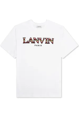 Lanvin Homme, Tops, Blanc, Taille: M T-shirt à logo brodé