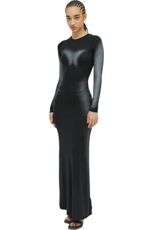 Diesel Femme, Robes, Noir, Taille: 38 FR Robe Maxi Métallisée à Effet Foil