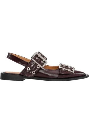 Ganni Femme, Chaussures, Rouge, Taille: 38 EU Ballerine à boucle Bourgogne Naplack