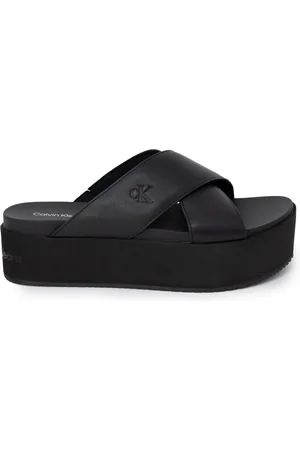Calvin Klein Femme, Chaussures, Noir, Taille: 39 EU Sandales à Plateforme avec Brides Croisées