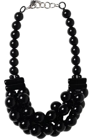 Emporio Armani Femme, Accessoires, Noir, Taille: ONE Size Collier de Perles en Résine Noire