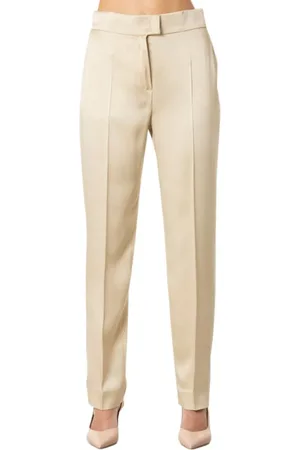 Max Mara Femme, Pantalons, , Taille: 40 FR Pantalon cigarette en satin ivoire