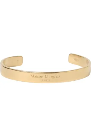 Maison Margiela Femme, Accessoires, Jaune, Taille: L Bracelet Manchette en Or avec Logo Gravé
