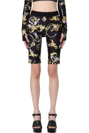 VERSACE Femme, Shorts, Multicolore, Taille: 32 FR Pantalon Noir Taille Haute Jambe Droite