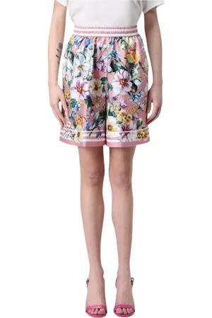 Dolce & Gabbana Femme, Shorts, Multicolore, Taille: 34 FR Shorts en Soie Florale Colorée