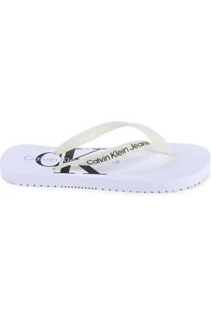 Calvin Klein Femme, Chaussures, Blanc, Taille: 38 EU Tongs blanches avec logo
