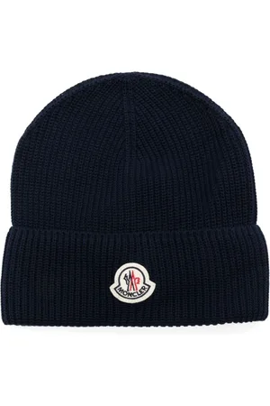 Moncler Homme, Accessoires, Bleu, Taille: ONE Size Chapeau Bleu en Coton Brioche Stitch