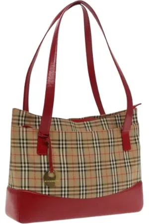 Burberry Femme, Pre-owned, Rouge, Taille: ONE Size Pre-owned Toile sacs-main