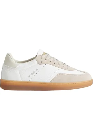 Woolrich Femme, Chaussures, Blanc, Taille: 37 EU Baskets en cuir blanc avec détails beige