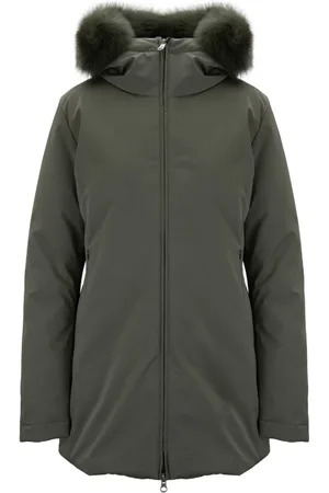 Colmar Femme, Vestes, Vert, Taille: 42 FR Veste femme avec fermeture éclair et capuche en fourrure