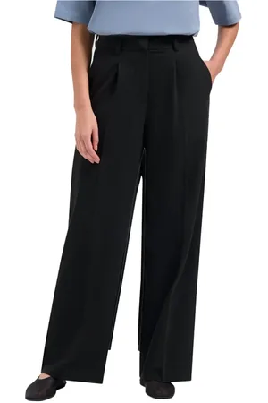 OLAF HUSSEIN Femme, Pantalons, Noir, Taille: 40 FR Pantalon large sur mesure Noir Élégant Style moderne