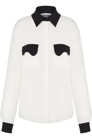 Moschino Femme, Blouses et Chemises, Blanc, Taille: 40 FR Chemise Blanche avec Détails Contrastants