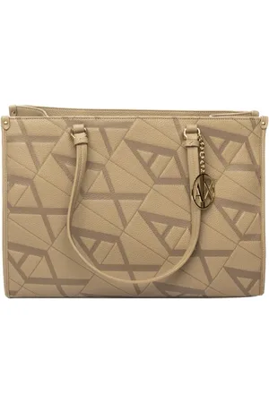 Armani Exchange Femme, Sacs, Brun, Taille: ONE Size Sac à main en cuir marron avec détails dorés