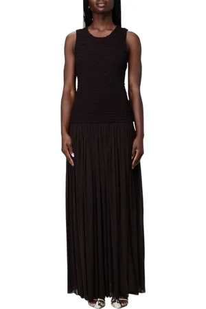 Jil Sander Femme, Robes, Brun, Taille: 38 FR Robe Maxi Marron avec Smocked Bodice