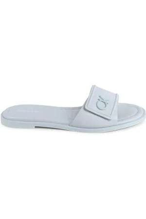 Calvin Klein Femme, Chaussures, Vert, Taille: 38 EU Sandale en Cuir Vert avec Boucle