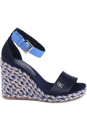 Tommy Hilfiger Femme, Chaussures, Bleu, Taille: 40 EU Sandales Compensées Bleues Plateforme