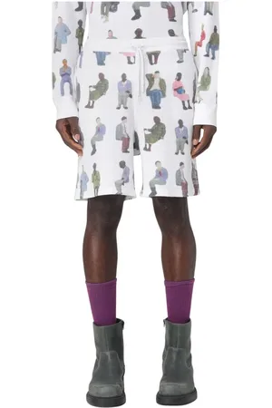 J.W.Anderson Homme, Shorts, Blanc, Taille: L Shorts Imprimés Blancs Minimalistes pour Hommes